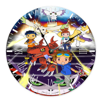 Digimon Tamers Custom Wall Clock Round Non-ticking Wooden