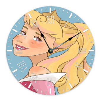 Disney Princess Aurora Custom Wall Clock Round Non-ticking Wooden
