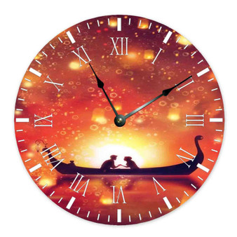 Disney Tangled Night Romantic Custom Wall Clock Round Non-ticking Wooden