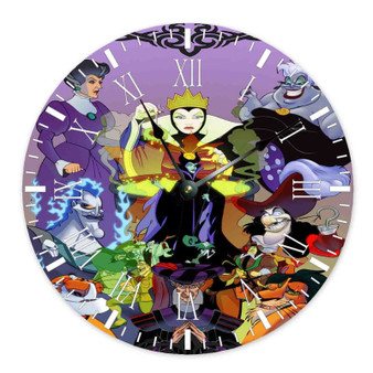 Disney Villains Art Custom Wall Clock Round Non-ticking Wooden