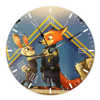 Disney Zootopia Police Custom Wall Clock Round Non-ticking Wooden