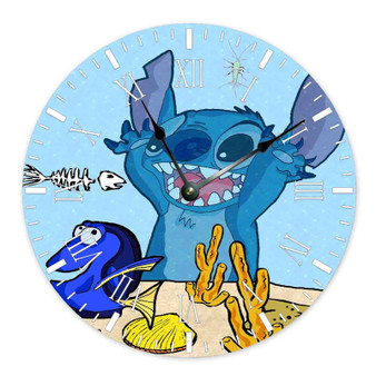 Dory and Stitch Disney Custom Wall Clock Round Non-ticking Wooden
