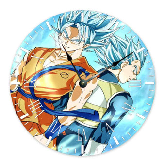 Dragon Ball Super Goku and Vegeta Super Saiyan Blue Custom Wall Clock Round Non-ticking Wooden