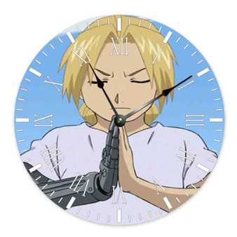 Edward Elric Fullmetal Alchemist Product Custom Wall Clock Round Non-ticking Wooden