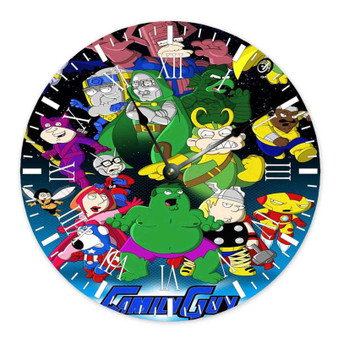 Family Guy Avengers Custom Wall Clock Round Non-ticking Wooden