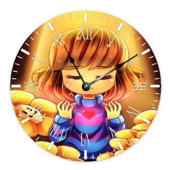 Frisk and Flowley Undertale Custom Wall Clock Round Non-ticking Wooden