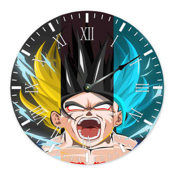 Goku on Transformation Dragon Ball Custom Wall Clock Round Non-ticking Wooden
