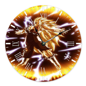 Goku Super Saiyan 3 Dragon Ball Z Product Custom Wall Clock Round Non-ticking Wooden
