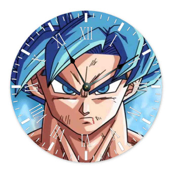 Goku Super Saiyan Blue Dragon Ball Super Custom Wall Clock Round Non-ticking Wooden