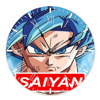 Goku Super Saiyan God Art Custom Wall Clock Round Non-ticking Wooden