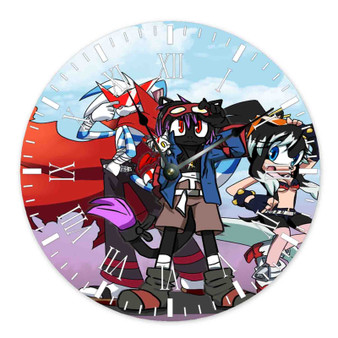 Gurren Lagann Anime Custom Wall Clock Round Non-ticking Wooden