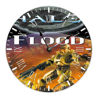 Halo The Flood Doom Game Custom Wall Clock Round Non-ticking Wooden