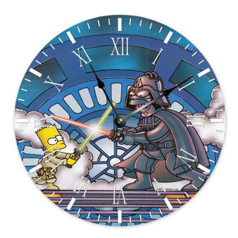 Homer as Darth Vader vs Bart Custom Wall Clock Round Non-ticking Wooden