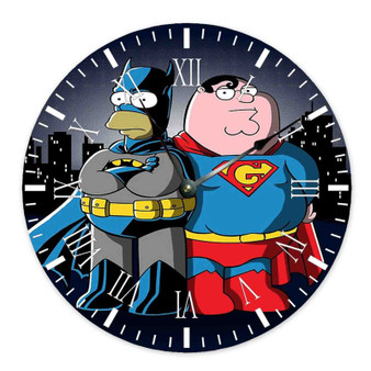 Homer Simpson Vs Peter Griffin Custom Wall Clock Round Non-ticking Wooden