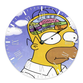 Homer Simpson s Brain Custom Wall Clock Round Non-ticking Wooden