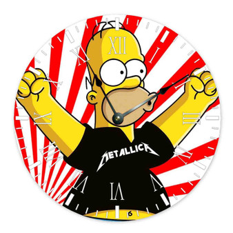 Homer Simpsons Metallica Custom Wall Clock Round Non-ticking Wooden