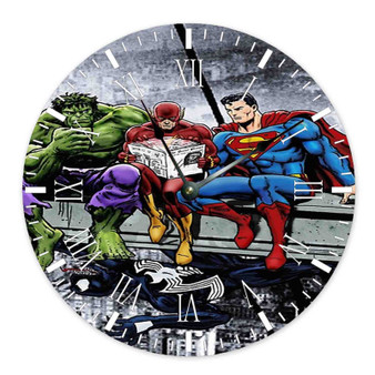 Hulk The Flash Superman Venom Breakfast Custom Wall Clock Round Non-ticking Wooden