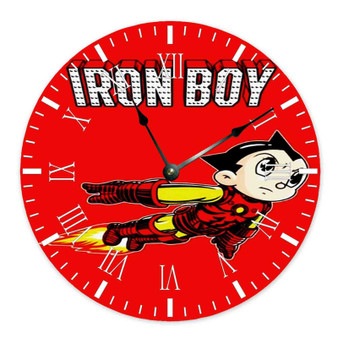 Iron Boy Iron Man Astroboy Custom Wall Clock Round Non-ticking Wooden