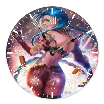 Jinx League of Legends Custom Wall Clock Round Non-ticking Wooden