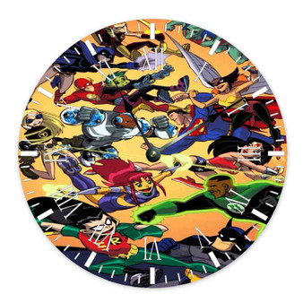 Justice League vs Teen Titans Custom Wall Clock Round Non-ticking Wooden
