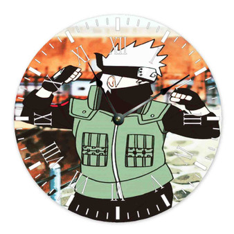 Kakashi Hatake Naruto Shippuden Cartoon Custom Wall Clock Round Non-ticking Wooden