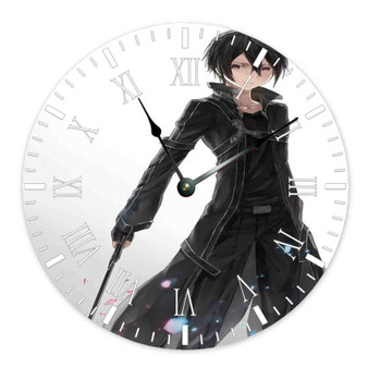 Kirito Sword Art Online Arts Custom Wall Clock Round Non-ticking Wooden