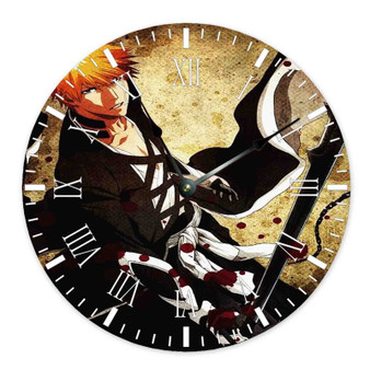 Kurosaki Ichigo Bleach Art Custom Wall Clock Round Non-ticking Wooden