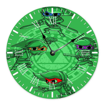 Link Ninja Turtles The Legend of Zelda Custom Wall Clock Round Non-ticking Wooden