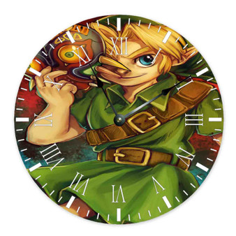 Link The Legend of Zelda Majoras Mask Custom Wall Clock Round Non-ticking Wooden