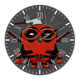 Minion Deadpool Custom Wall Clock Round Non-ticking Wooden