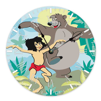 Mowgli and Baloo The Jungle Book Custom Wall Clock Round Non-ticking Wooden