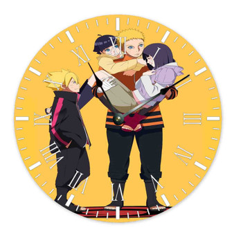 Naruto and Hinata s Family Custom Wall Clock Round Non-ticking Wooden