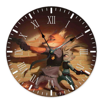 Nick Wilde and Judy Hopps Zootopia Custom Wall Clock Round Non-ticking Wooden