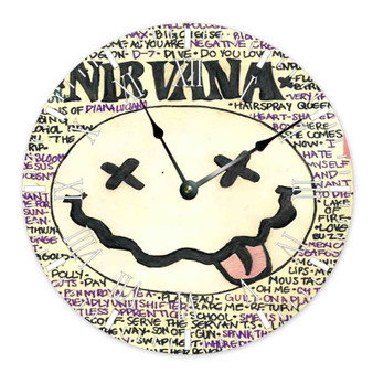 Nirvana Product Custom Wall Clock Round Non-ticking Wooden