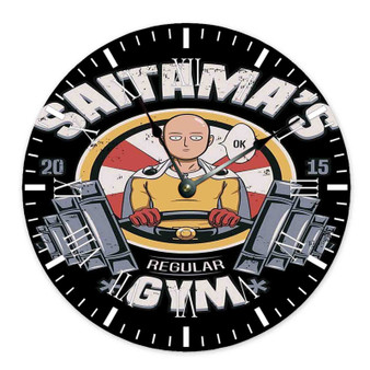 One Punch Man Saitama Gym Custom Wall Clock Round Non-ticking Wooden