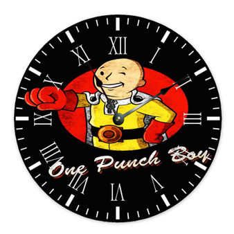 One Punch Man Vault Boy Custom Wall Clock Round Non-ticking Wooden