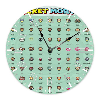Pocket Mortys Rick and Morty Custom Wall Clock Round Non-ticking Wooden
