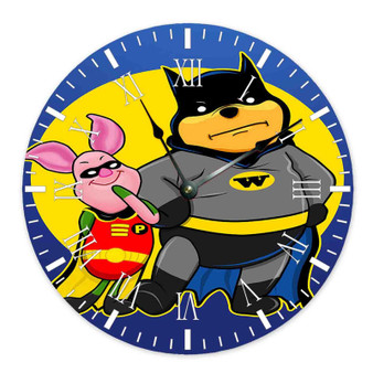 Pooh and Piglet Batman Robin Custom Wall Clock Round Non-ticking Wooden