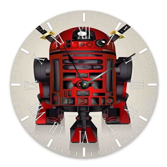 R2 D2 Deadpool Custom Wall Clock Round Non-ticking Wooden