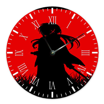 Red Moon Samurai X Rurouni Kenshin Custom Wall Clock Round Non-ticking Wooden