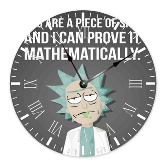 Rick and Morty Quotes Custom Wall Clock Round Non-ticking Wooden