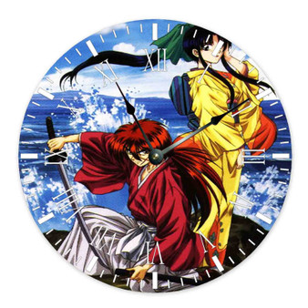 Rurouni Kenshin and Kamiya Kauru Samurai X Custom Wall Clock Round Non-ticking Wooden