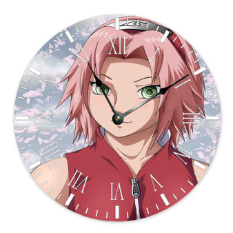 Sakura Haruno Naruto Shippuden Custom Wall Clock Round Non-ticking Wooden