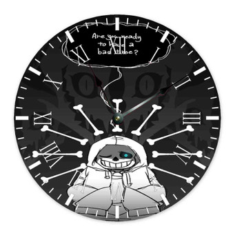 Sans Undertale Custom Wall Clock Round Non-ticking Wooden