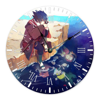 Sasuke Uchiha Naruto Shippuden Custom Wall Clock Round Non-ticking Wooden