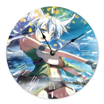 Sinon Sword Art Online Art Custom Wall Clock Round Non-ticking Wooden