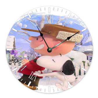 Snoopy and Charlie Brown The Peanuts Movie Custom Wall Clock Round Non-ticking Wooden