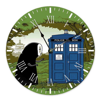 Spirited Away No Face Police Box Custom Wall Clock Round Non-ticking Wooden