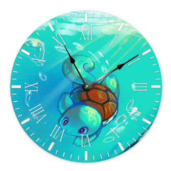 Squirtle Pokemon Art Custom Wall Clock Round Non-ticking Wooden