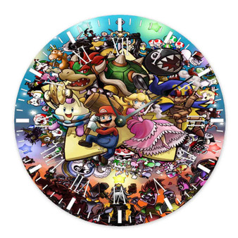 Super Mario Legend of Seven Stars Custom Wall Clock Round Non-ticking Wooden